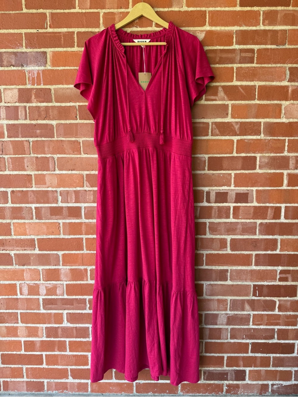 NWT Boden Tala Tiered Jersey Maxi Dress in Pomegranate Size 16/18 - Picture 5 of 9